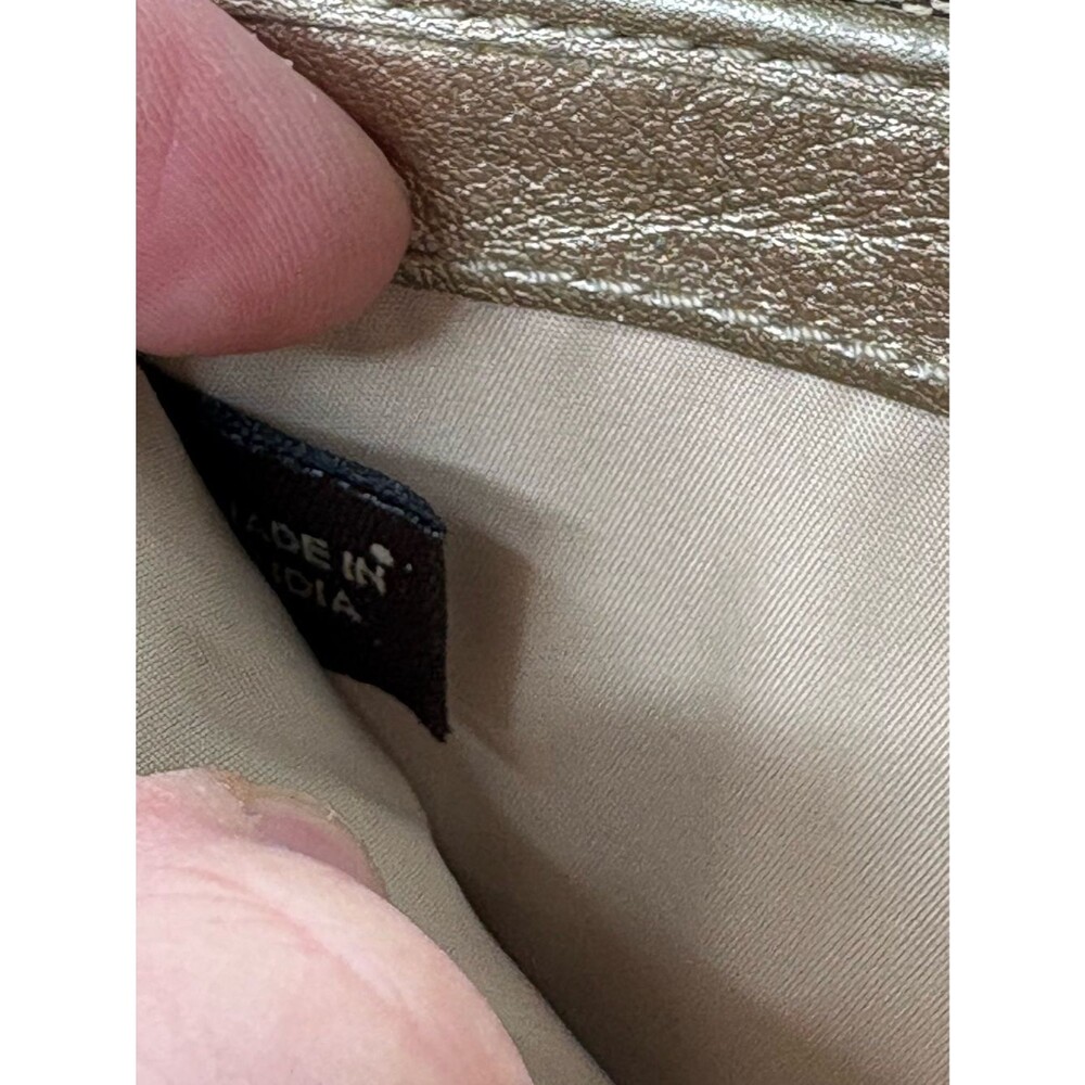 Coach Gold Signature Turnlock Wallet F43609 Khaki Metallic Long Clutch - Picture 7 of 7